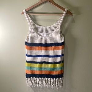 Boston Proper Size Medium Multi Color Crochet Tank Top